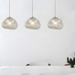Hand-Blown Textured Glass Pendant Light in Teal or Ash, Modern Nordic Hanging Lamp
