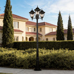 European Three-Light LED Post Lamp for Villa Gardens