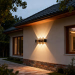 Lumière Cascade Outdoor Crystal Up Down Wall Light in Black Aluminum