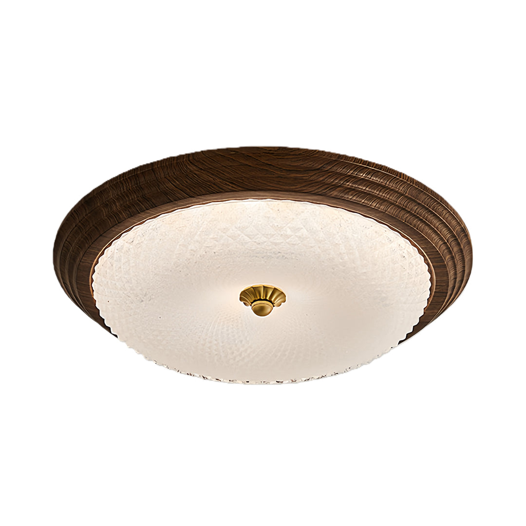 Art Deco Walnut Flush Mount Ceiling Light with Full-Spectrum LED