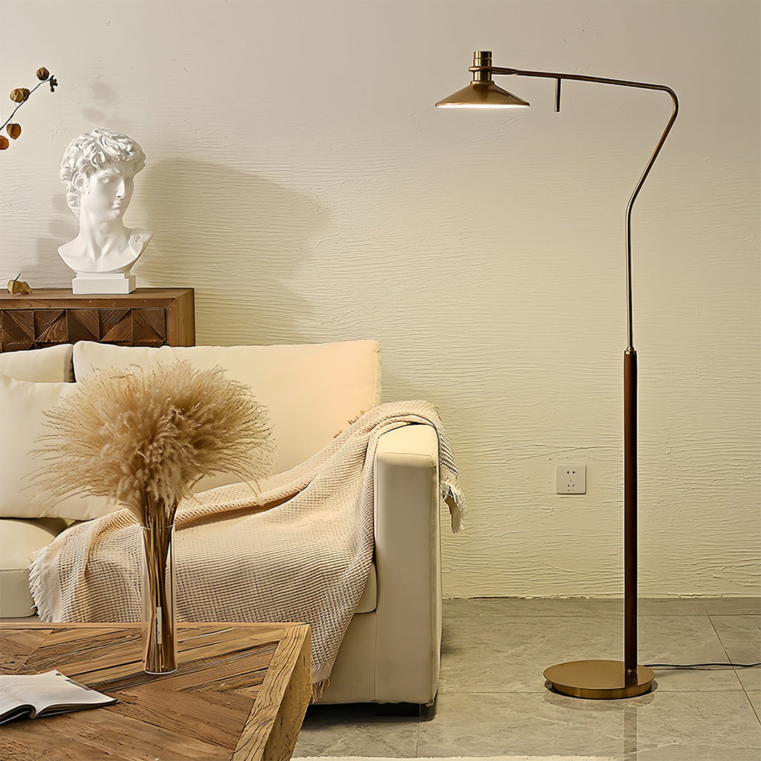 Aurelia Vintage Gold Floor Lamp – Adjustable Mid-Century Reading Light