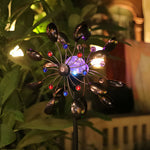 Vintage Iron Solar Wind Spinner Garden Stake Lights, Set of 2