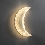 Modern Minimalist Crescent Moon LED Wall Sconce in White Resin