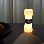 White Hourglass Table Lamp with Gravity Sensor and Warm LED Glow
