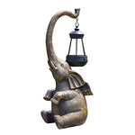 Handcrafted Resin Elephant Solar Lantern for Garden and Patio