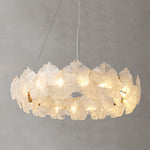 French Glass Garland Chandelier with Brass Finish, Crystal Accents