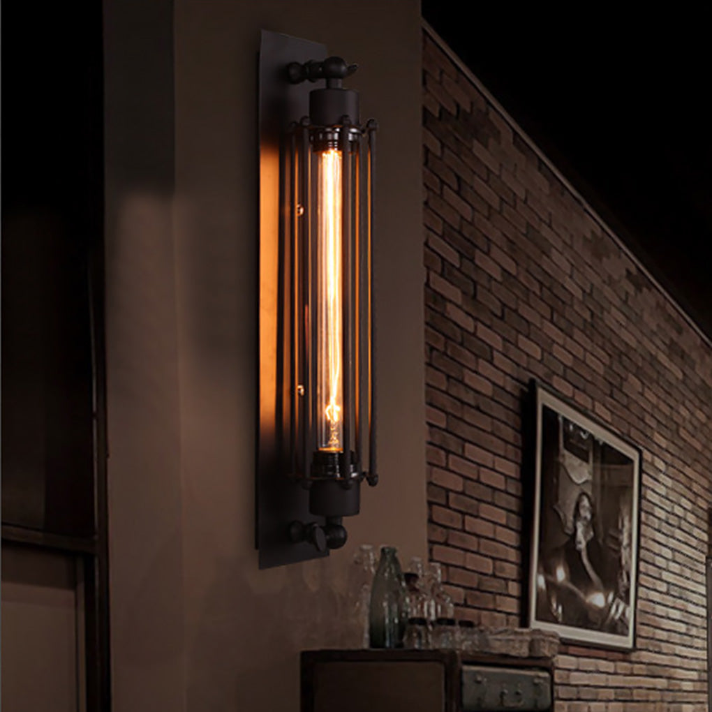 Industrial Linear Wall Sconce in Matte Black Iron for Modern Interiors