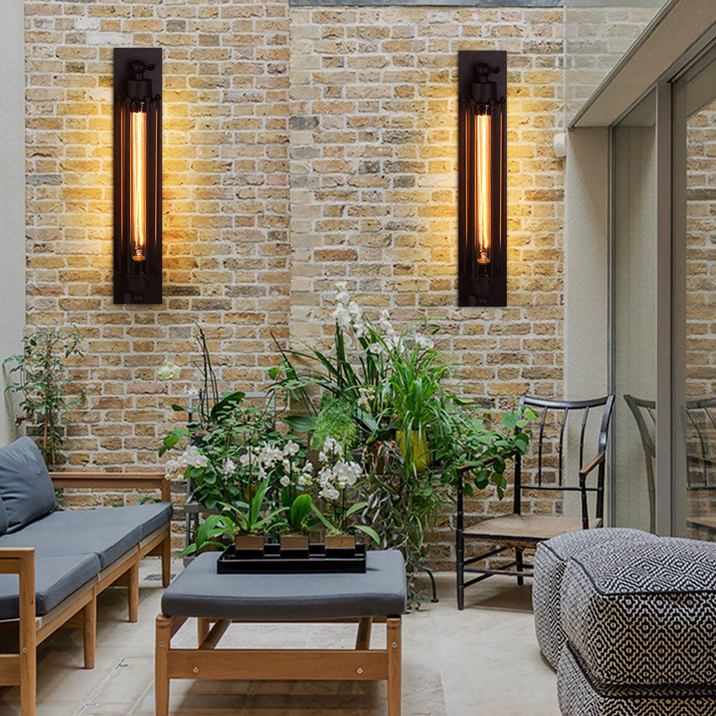 Industrial Linear Wall Sconce in Matte Black Iron for Modern Interiors