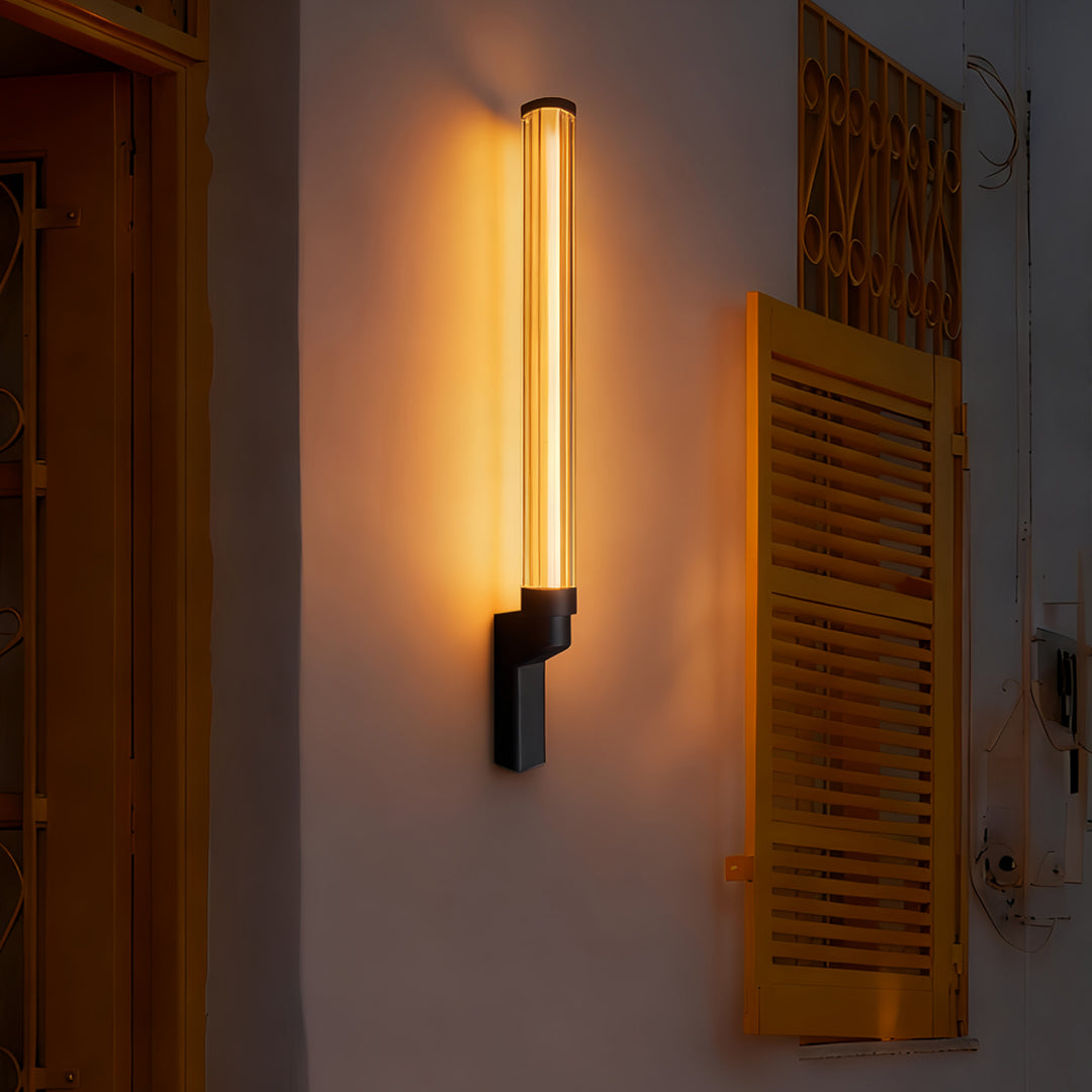 Modern Outdoor Wall Sconce with Clear Glass Shade and LED
