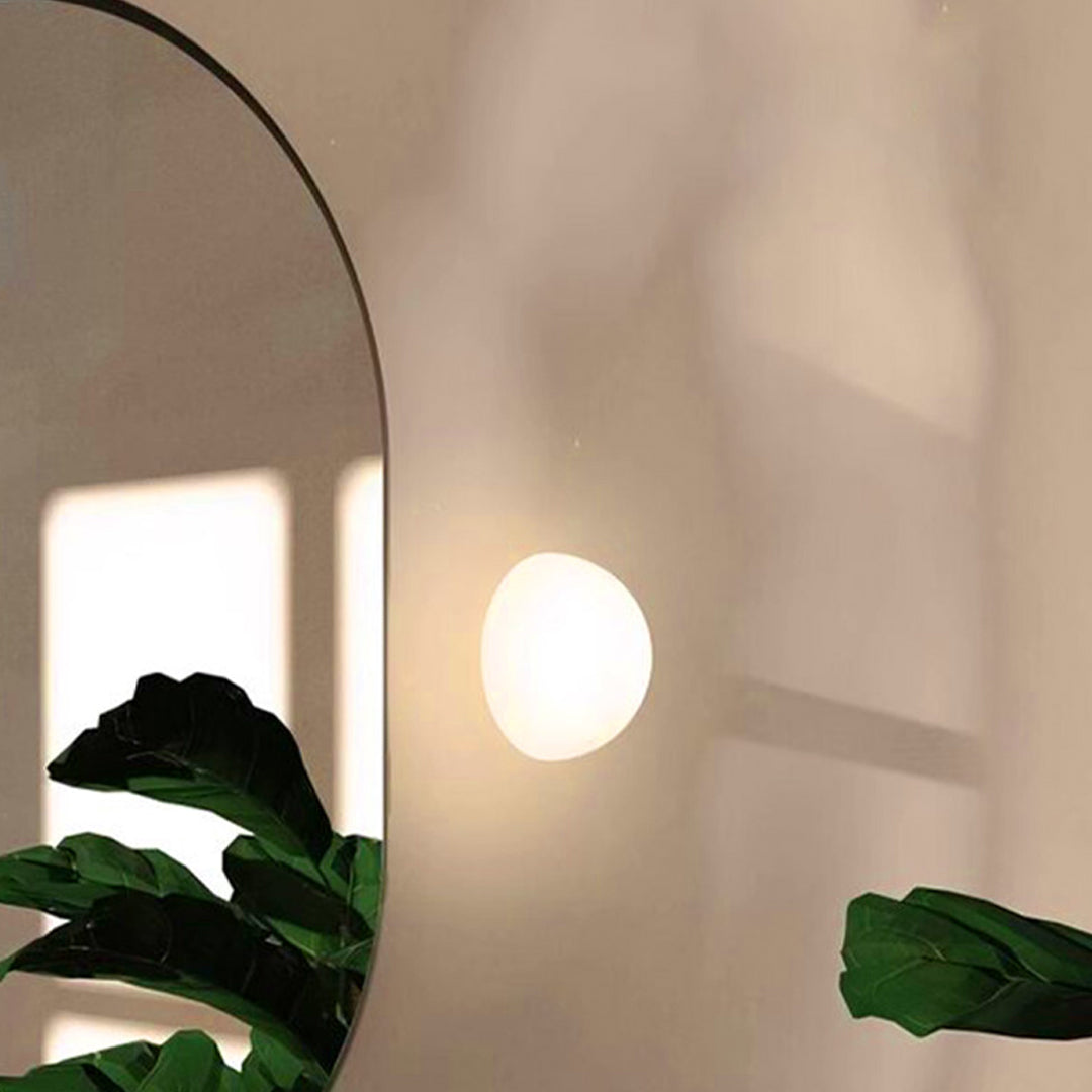 Semi-Sphere Outdoor Wall Sconce in White Metal and Clear Glass
