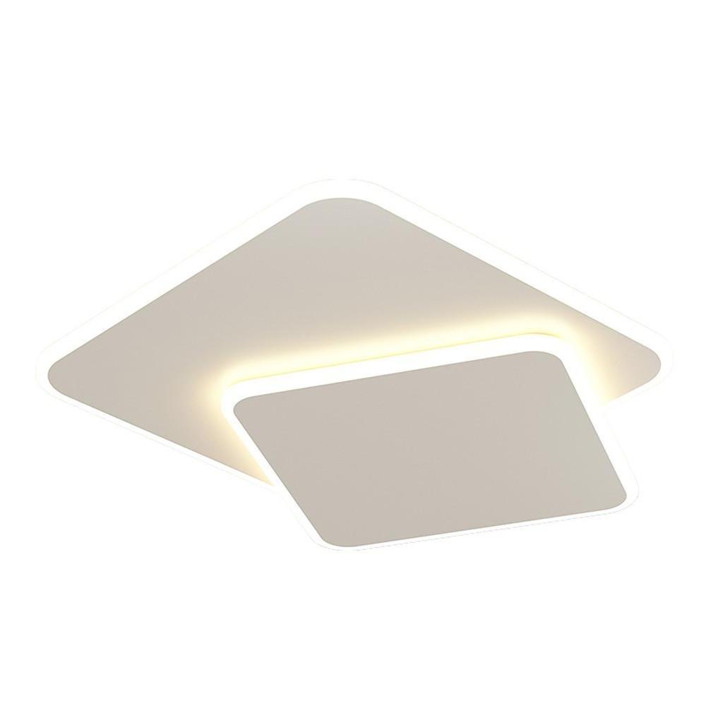 2 Light White Square Led Flush Mount Ceiling Light For Bedroom