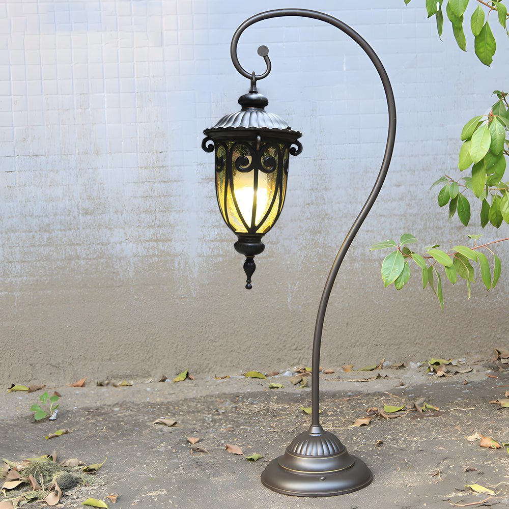 Arched European Lantern Floor Lamp for Outdoor Garden and Patio Lighting