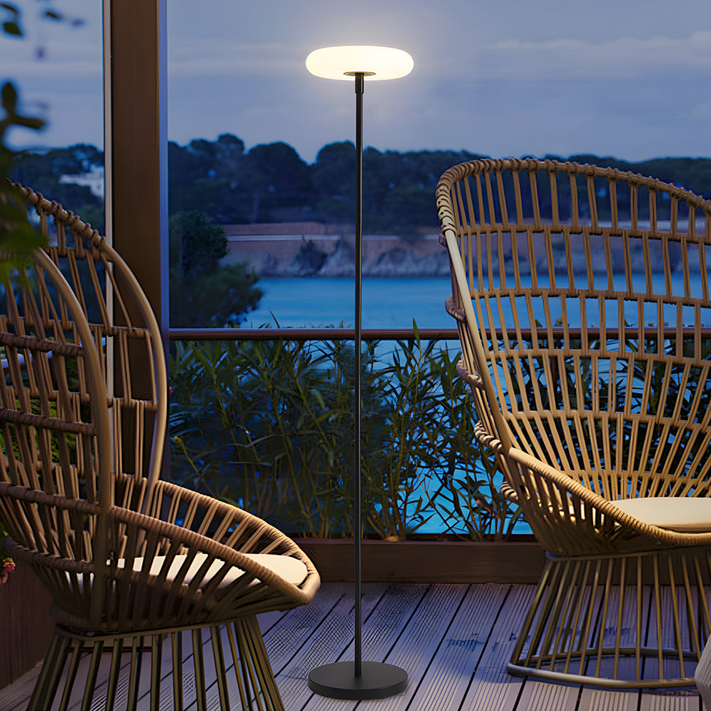 Halo Solar Floor Lamp – Modern Minimalist Outdoor Lighting with Adjustable Height