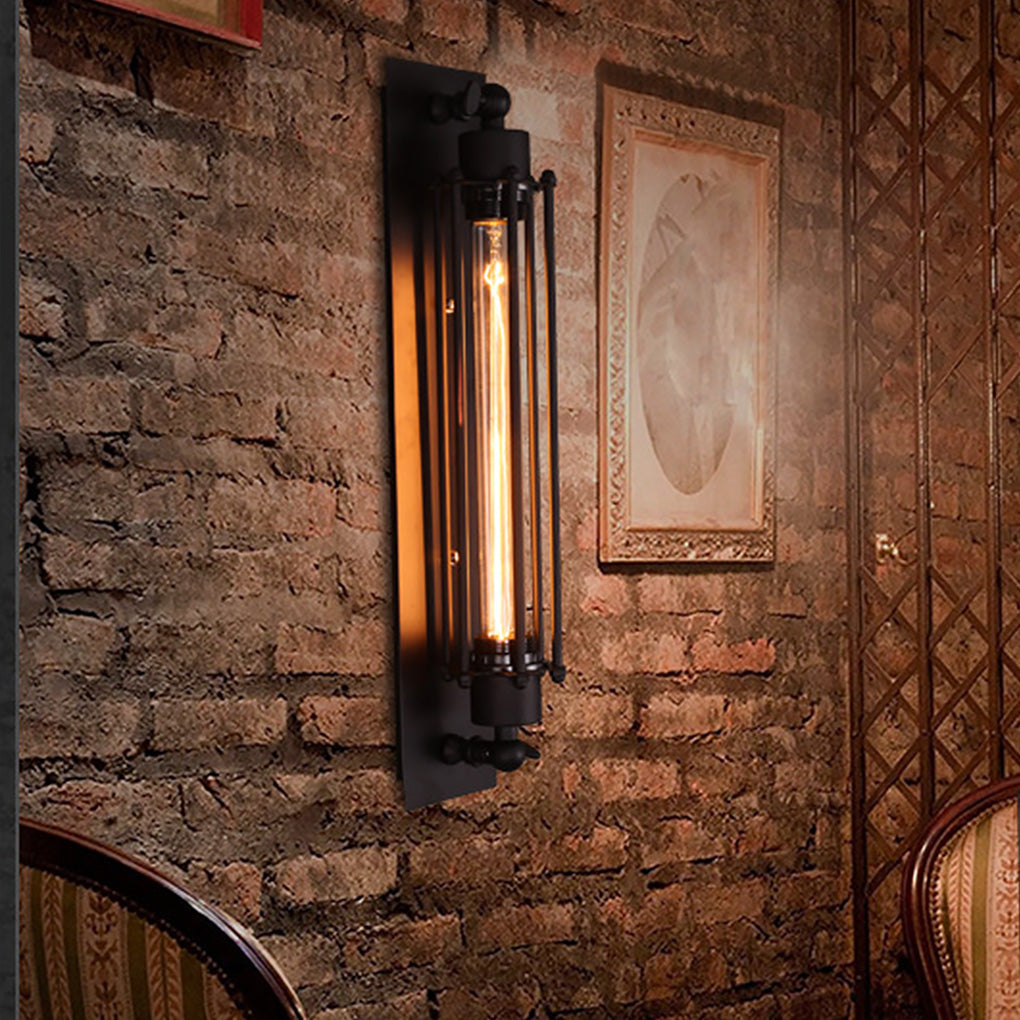 Industrial Linear Wall Sconce in Matte Black Iron for Modern Interiors