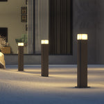 Modern Outdoor Pathway Bollard Lights, Black Aluminum LED Landscape Lighting