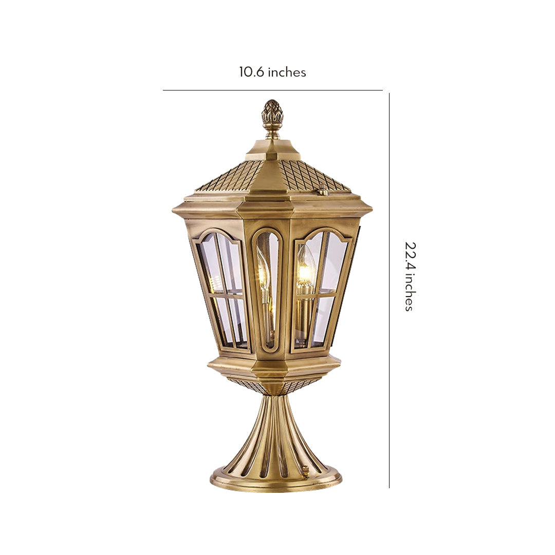 European Octagonal Copper Pillar Lantern for Outdoor Landscapes