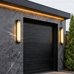 Black Stainless Steel Outdoor Wall Sconce with Marble Shade