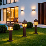 European-Style Cast Aluminum Outdoor Post Light with Clear Glass Shade