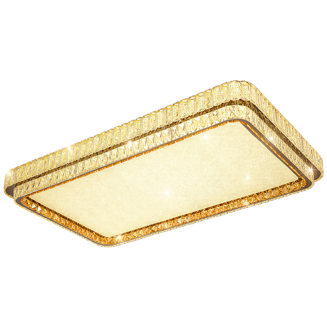 Lumina Crystal Flush Mount Ceiling Light – Full Spectrum LED, Chrome & Stainless Steel