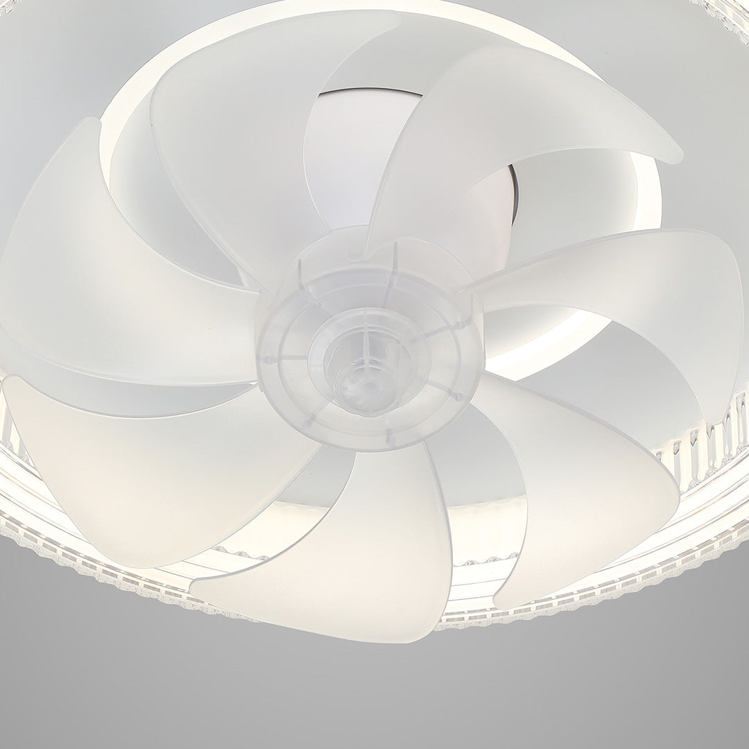 Aura White LED Ceiling Fan with Dimmable Light – Modern Flush Mount