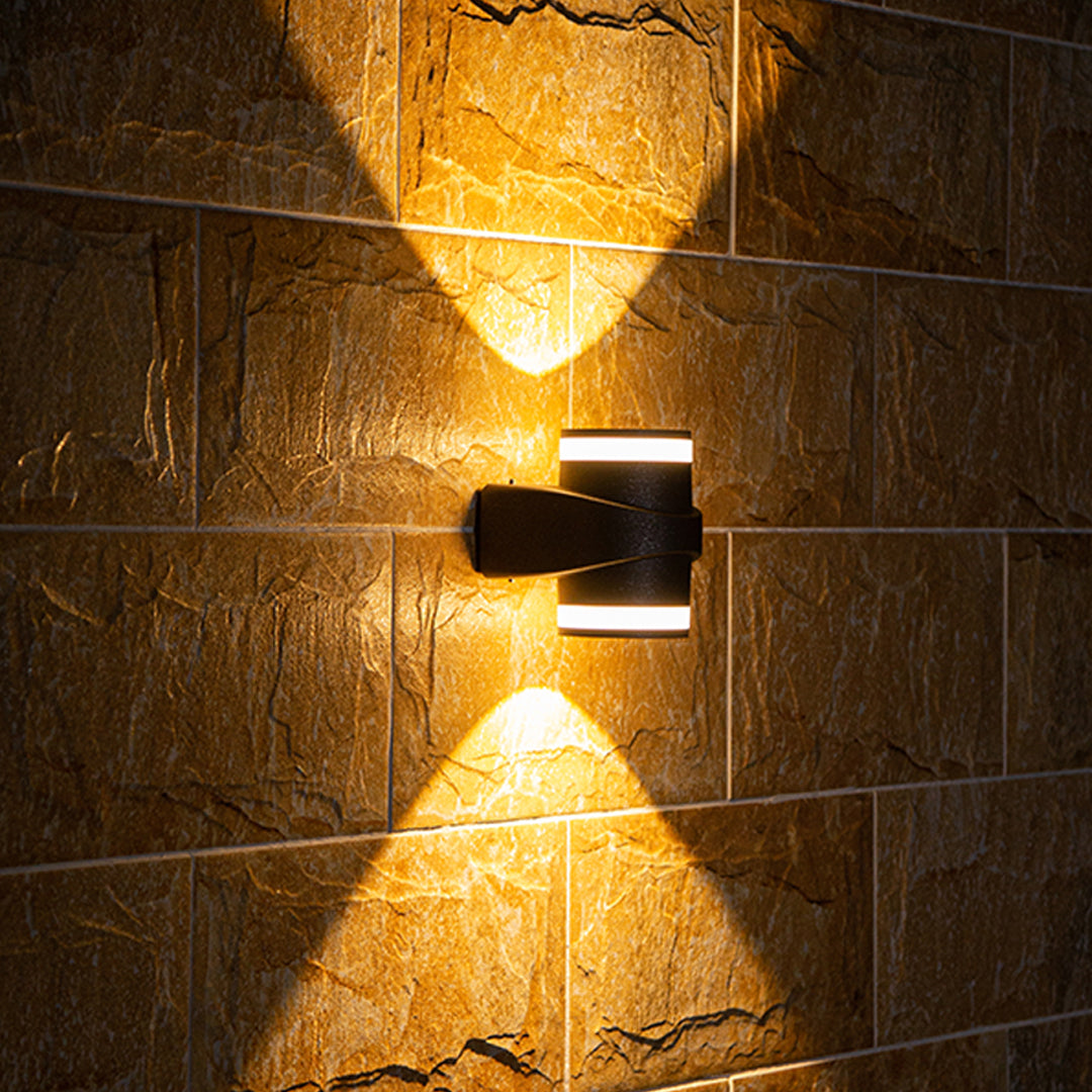 Modern Black Outdoor Wall Light with LED Up and Down Illumination