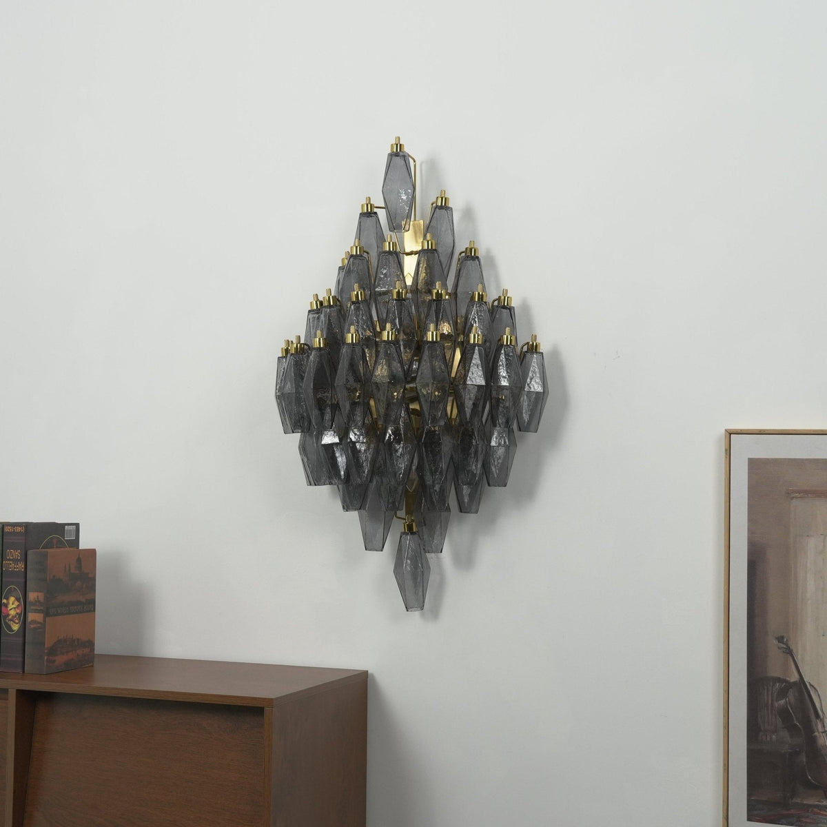 Sorrento Wall Sconce in Brass with Multicolored Glass Shades