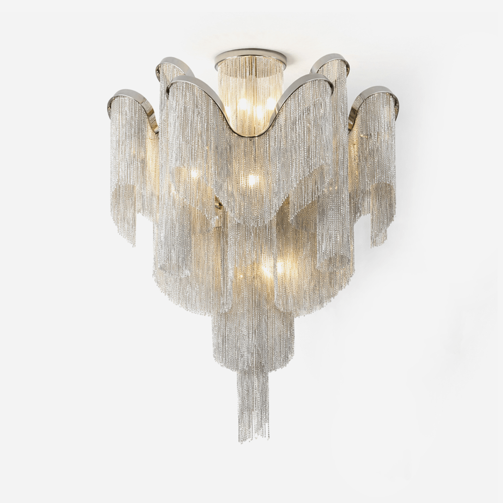 Luminous Cascade Chain Ceiling Light — Modern Aluminum Chandelier