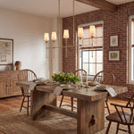 Arden Row Linear Chandelier in Brass, Black, or Nickel with Fabric Shades