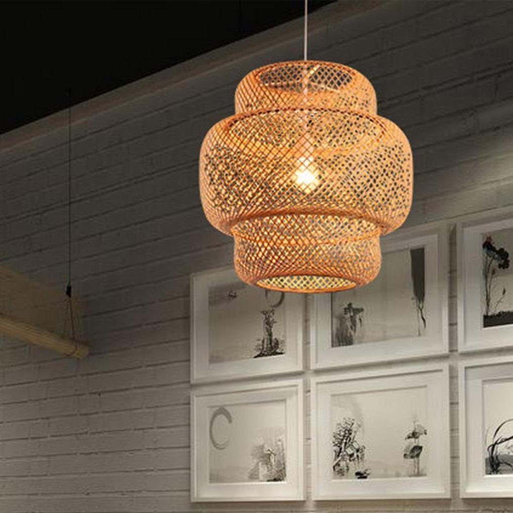Artisan Bamboo Pendant Light – Handwoven Natural Cylinder Shade
