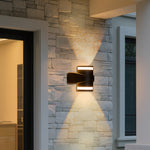 Modern Black Outdoor Wall Light with LED Up and Down Illumination