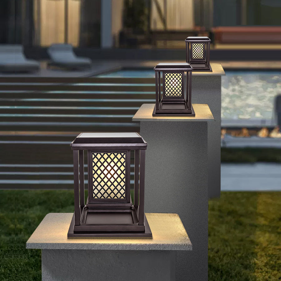 Modern Square Outdoor Pillar Lights for Courtyards and Villas