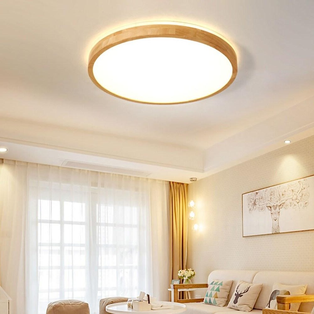 Aurelia Wood LED Flush Mount Ceiling Light – Nordic Minimalist Illumination