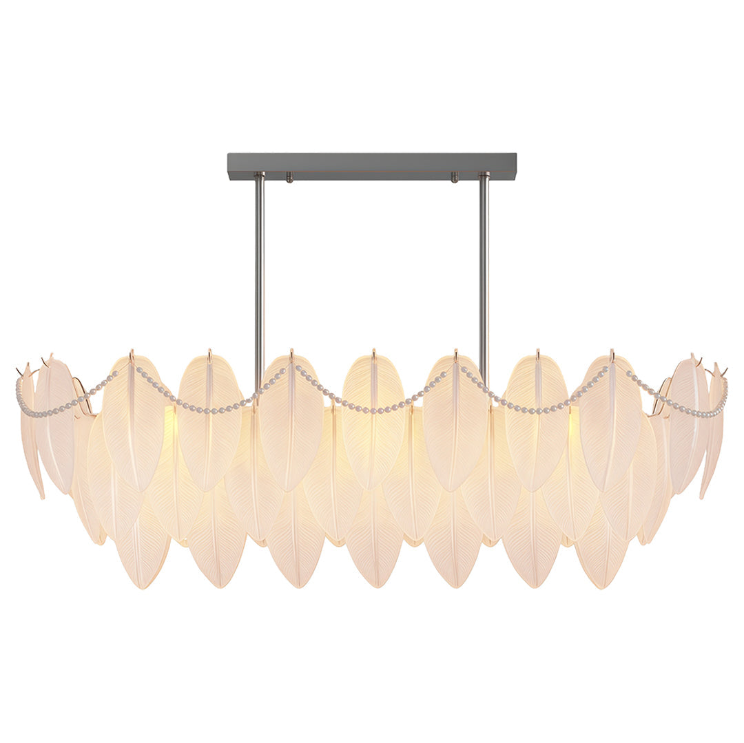 Feathers Full-Copper Chandelier with Pearl Glass Shades
