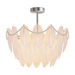 Feathers Full-Copper Chandelier with Pearl Glass Shades