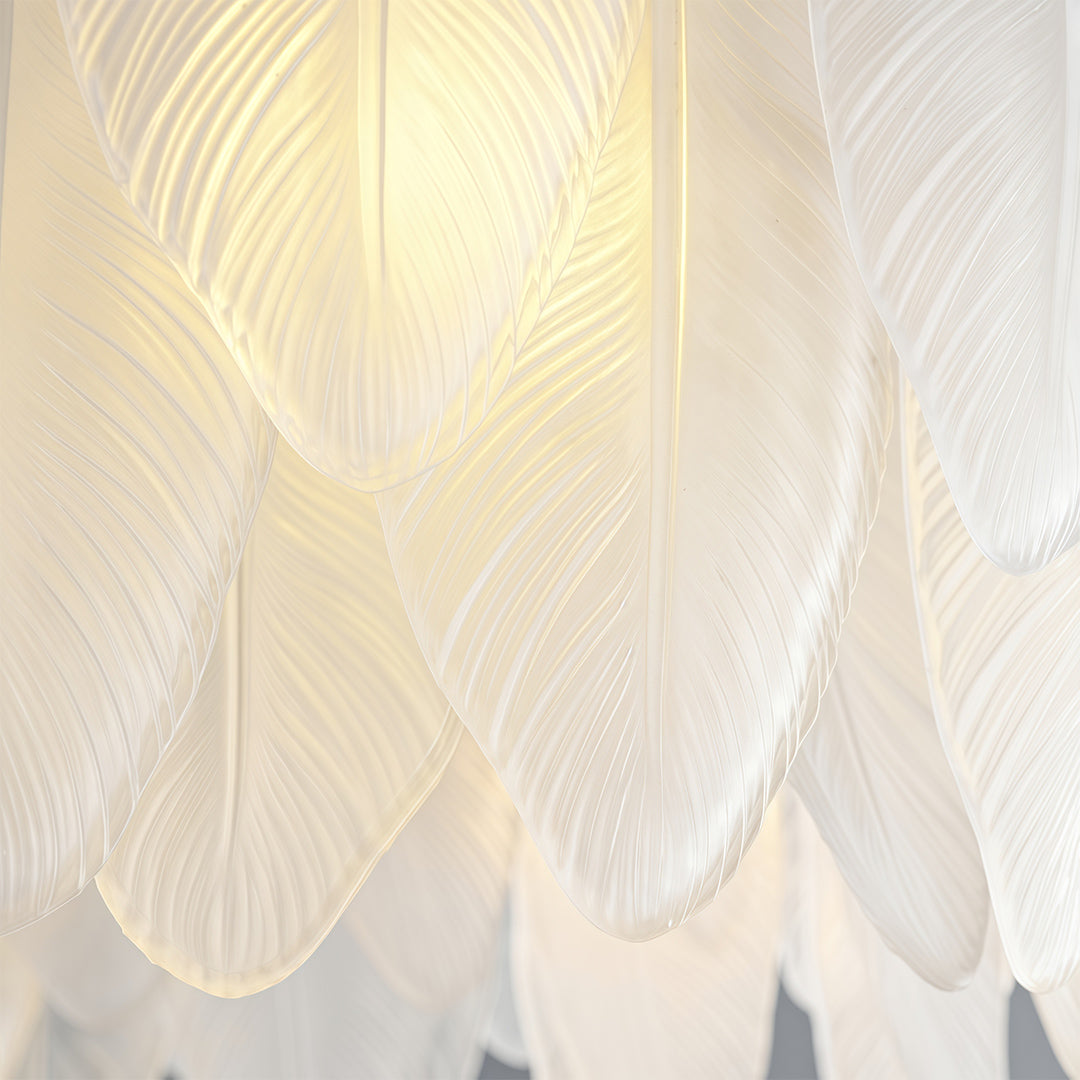 Feathers Full-Copper Chandelier with Pearl Glass Shades