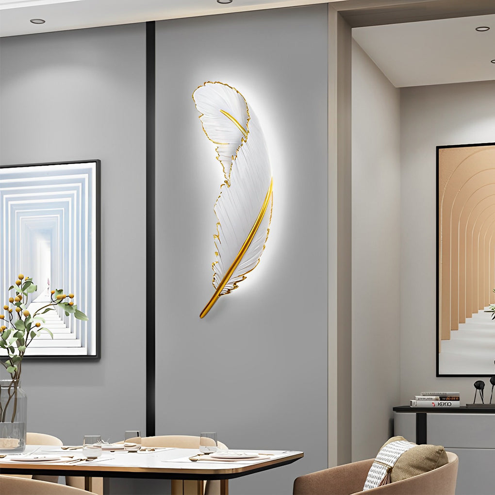 Feather LED Wall Sconce in White and Gold for Modern Interiors