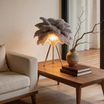 Feather Table Lamp Nordic Tripod Bedside Lighting with 3 Color Temperatures