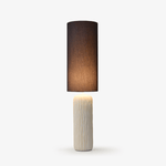 Reed Pillar Table Lamp – Ribbed Ceramic Column with Black Drum Shade