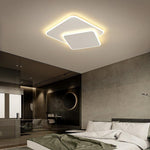2 Light White Square Led Flush Mount Ceiling Light For Bedroom