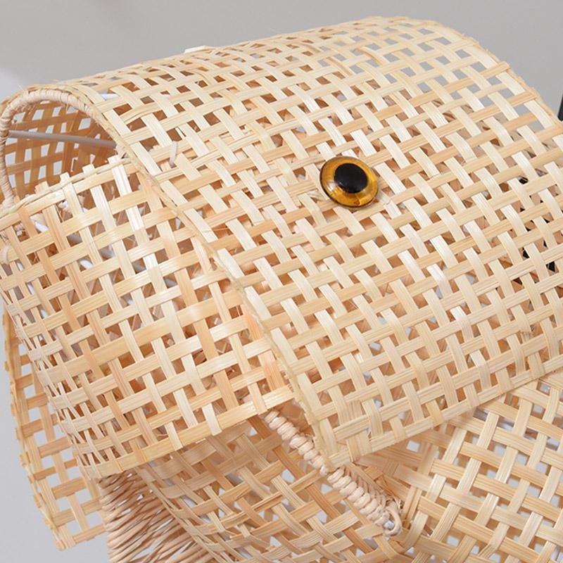 Handwoven Bamboo Fish Pendant Light for Dining Room and Kitchen Island