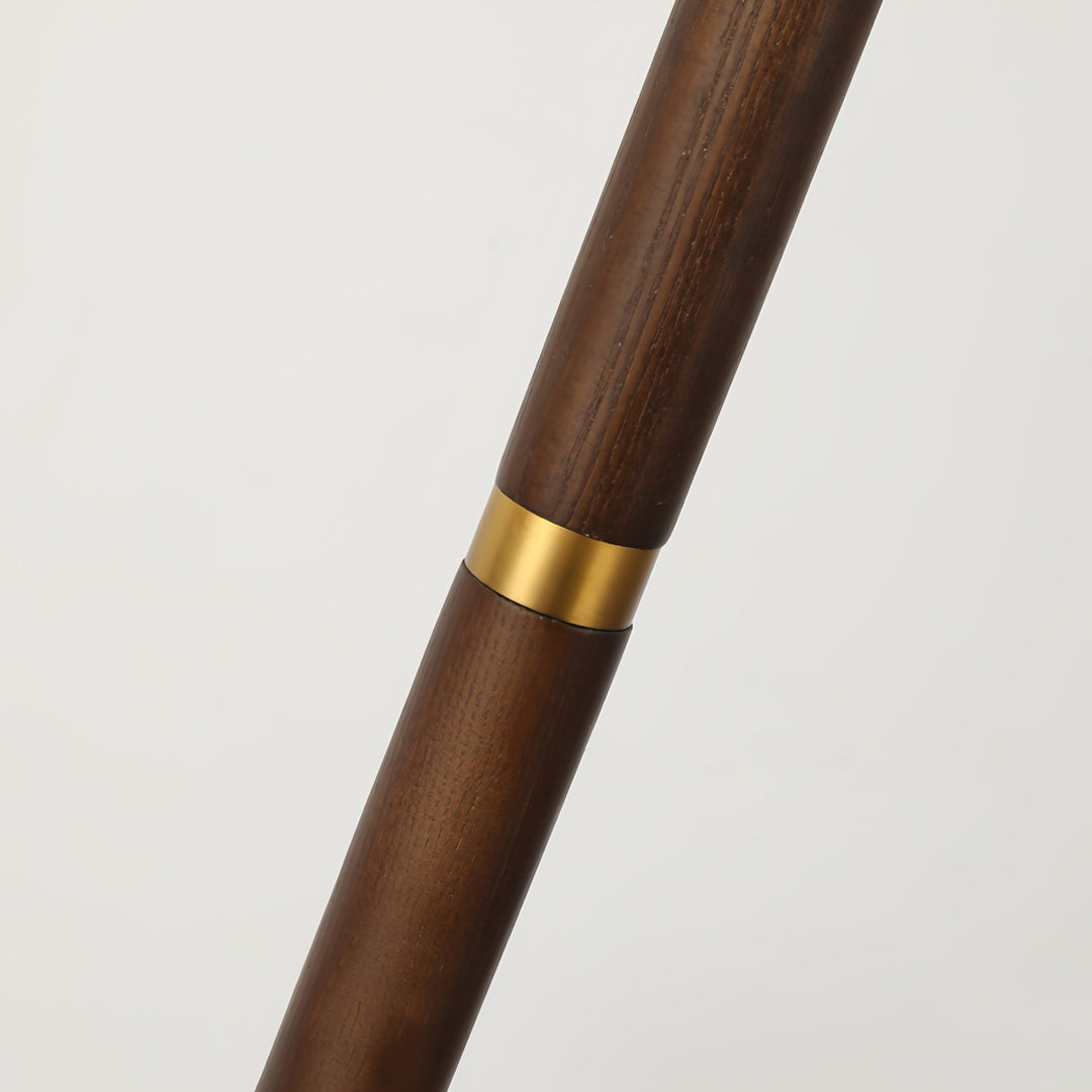 Sculptural Wooden Floor Lamp with Pleated Fabric Shade