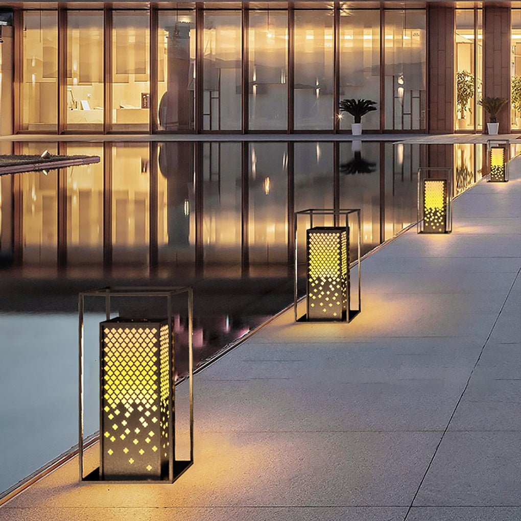 Artisan Brown Stainless Steel Outdoor Garden Light with Floral Cutwork