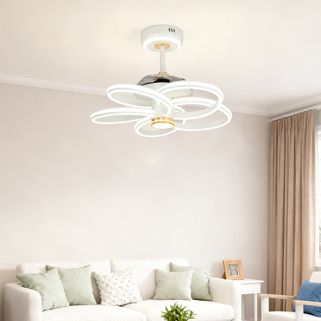 White Ceiling Fan with Integrated LED Light – Modern Nordic Design