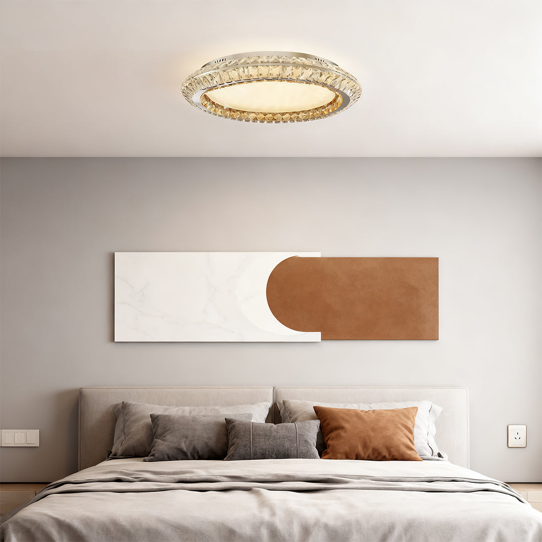 Lumière Flush Mount Crystal Ceiling Light in Titanium Gold