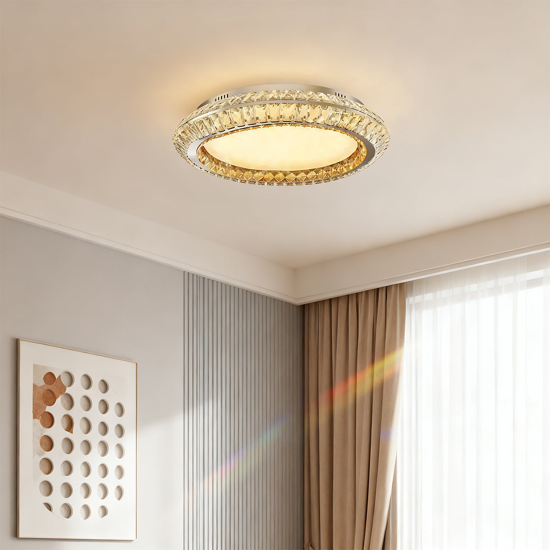 Lumière Flush Mount Crystal Ceiling Light in Titanium Gold