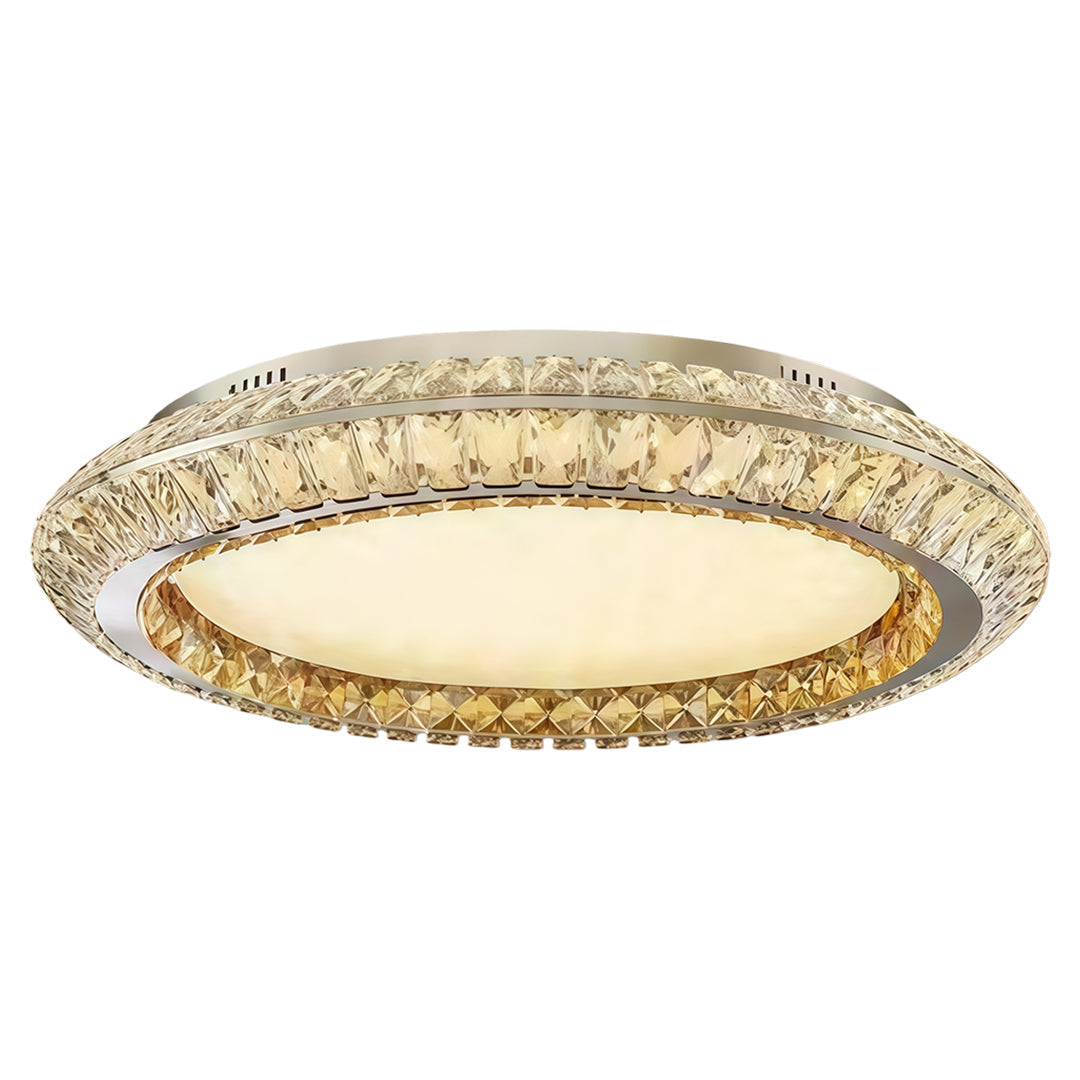 Lumière Flush Mount Crystal Ceiling Light in Titanium Gold
