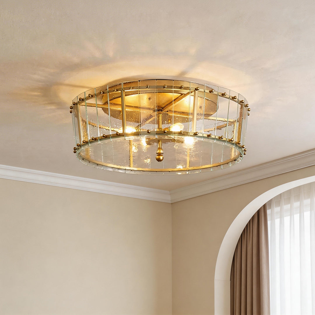 Lumière Flush Ceiling Light in Gold and Glass