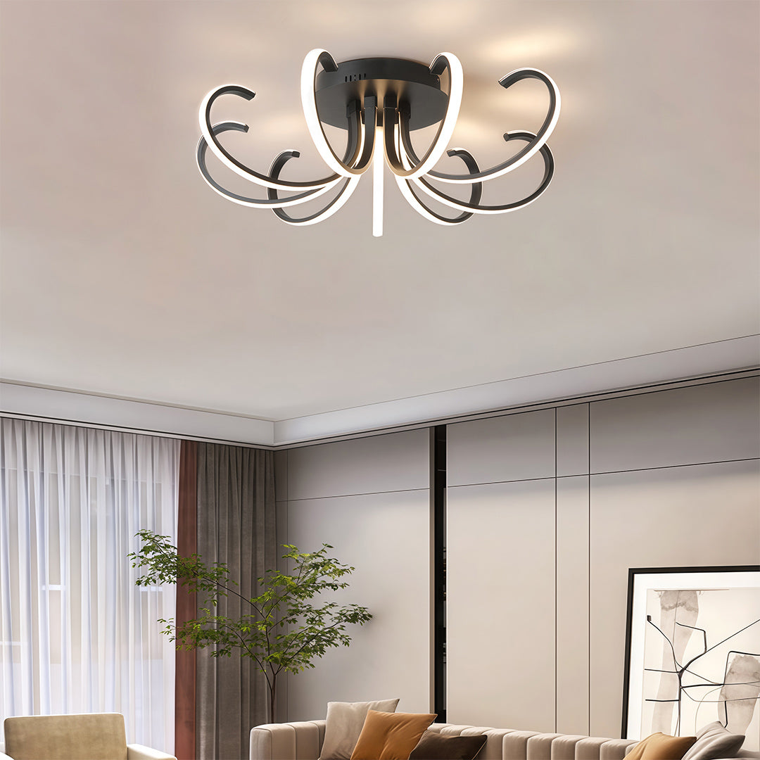 Nordic LED Flush Mount Ceiling Light with Dimmable Silicone Shade