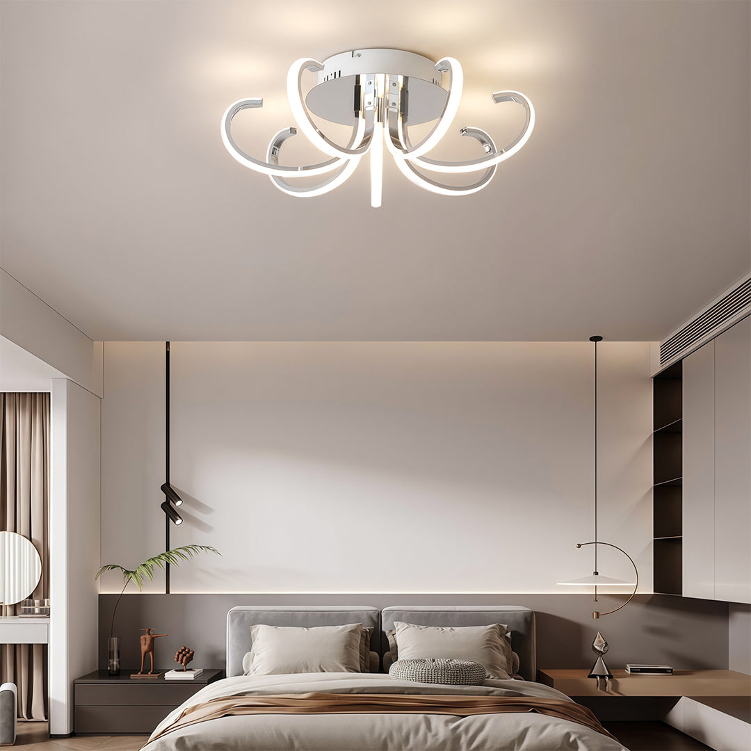 Nordic LED Flush Mount Ceiling Light with Dimmable Silicone Shade