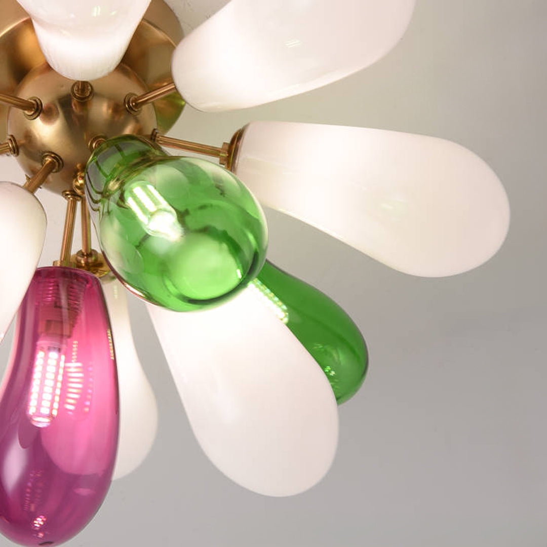 Aurelia Flush Mount Ceiling Light in Brass and Stained Glass